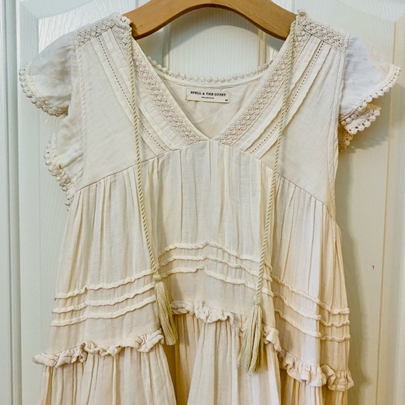 EUC Spell & the Gypsy Collective Sand Beige Hanalei Midi Dress - Picture 16 of 17